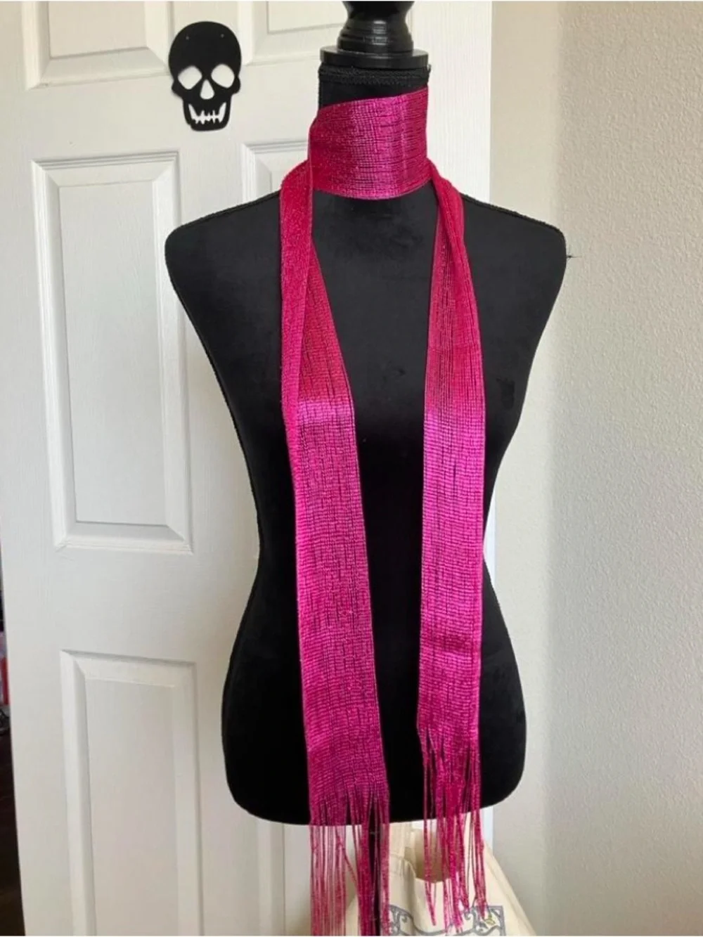 Bright Fuchsia Fringe Scarf - Women's Fashion Accessory